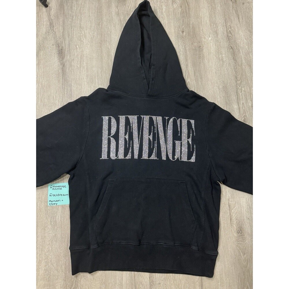 REVENGE BEJEWELED BOLD LOGO HOODIE BLACK M